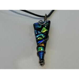 Dichroic Glass & Sterling Silver Necklace Pendant